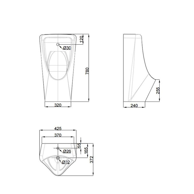 5升节水型挂墙式墙排小便斗小便器小便池 ccas6509后进水