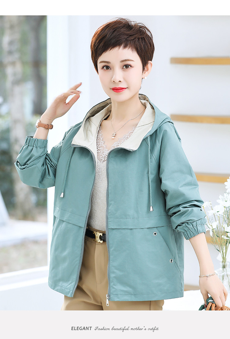 麦子熟了 2021春季新款中老年女装连帽外套妈妈装休闲绣花上衣宽松