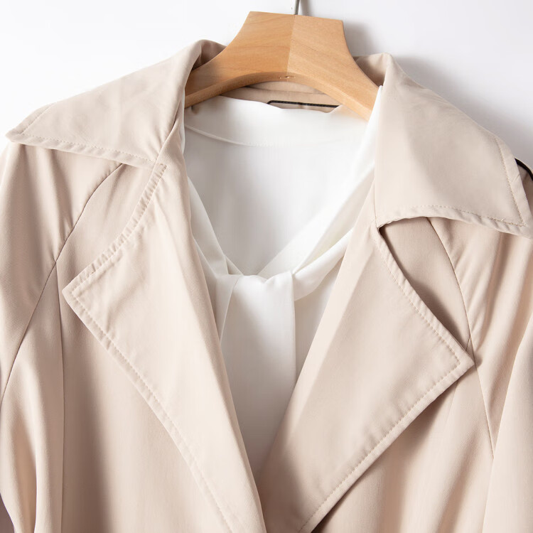 lux 2021春季新款欧美风双排扣袖袢设计感宽松百搭女式中长款风衣