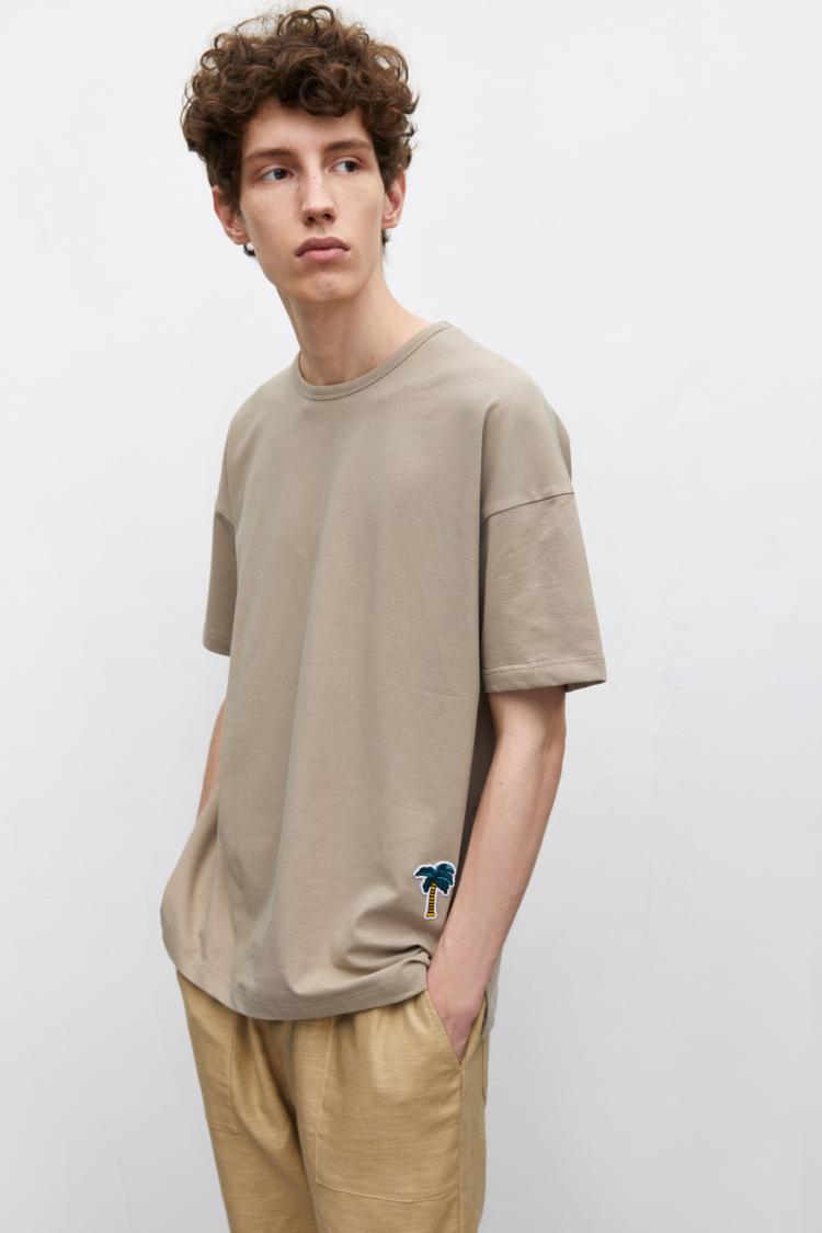 urban revivo ur时尚圆领棉质基本款t恤ml22r4me2000 卡其灰 l