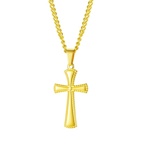 十字架项链女男潮钛钢吊坠嘻哈挂件生日礼物银色简约长款