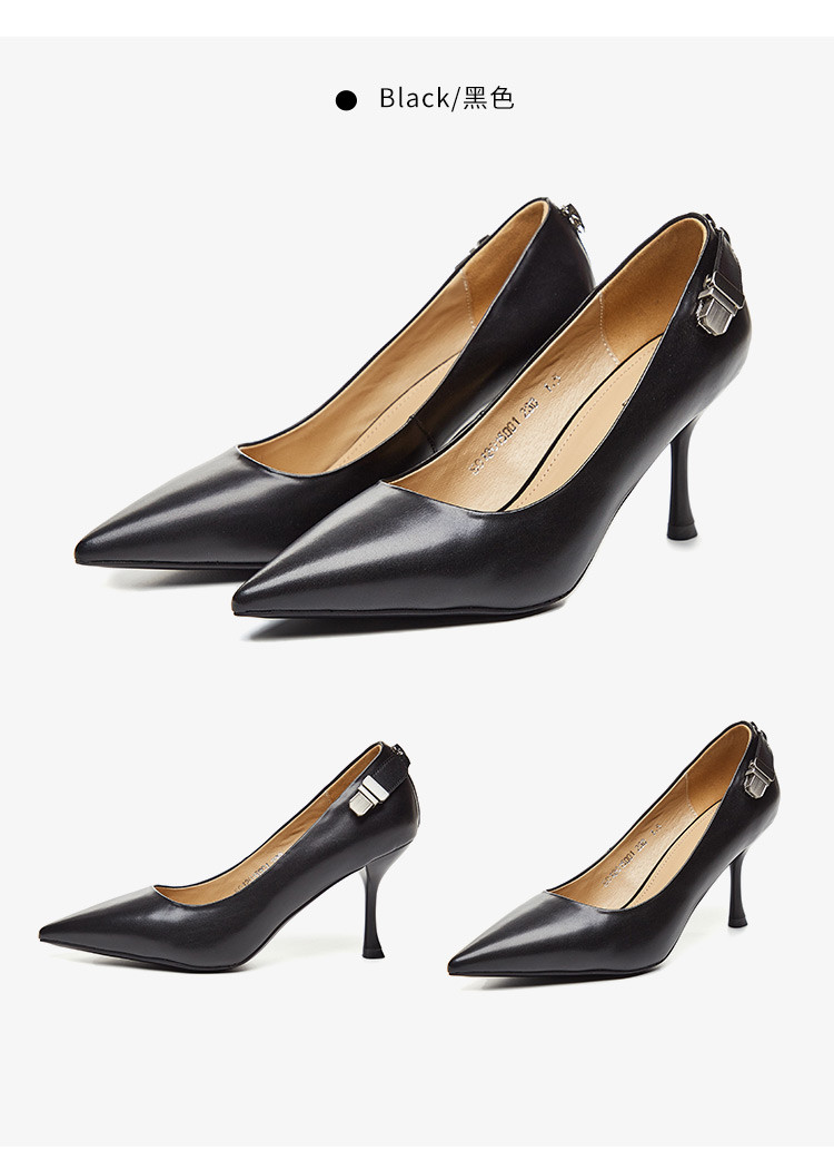 杉杉firs 春季新款真皮女休闲鞋浅口细跟女单鞋休闲商务皮鞋女鞋 米色