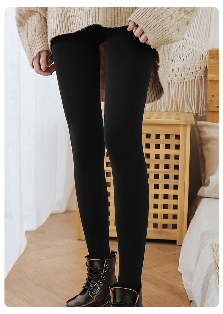 相思鸟 【光腿神器】秋冬新品时尚弹力百搭保暖女款连袜打底裤 黑色 