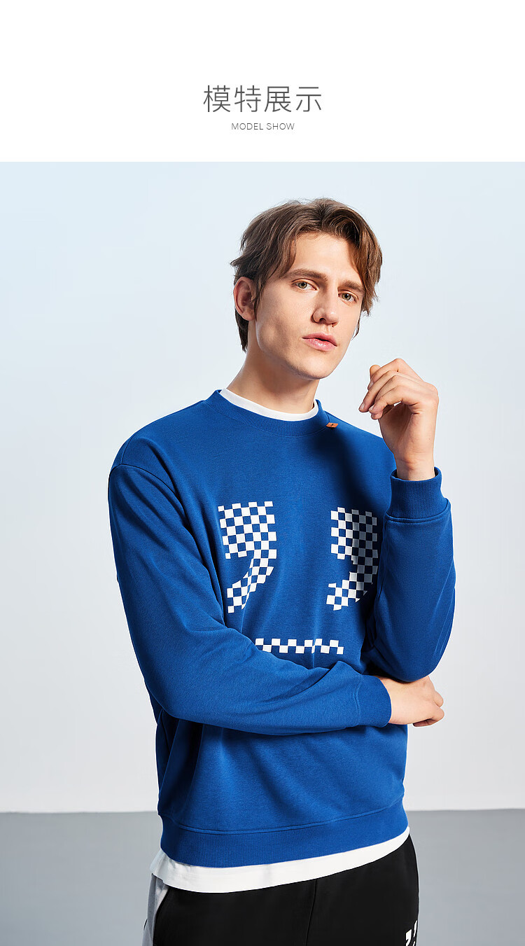 【弹力亲肤】旗下gy秋宽松套头棉保暖外套圆领男式卫衣男 蓝色 xl