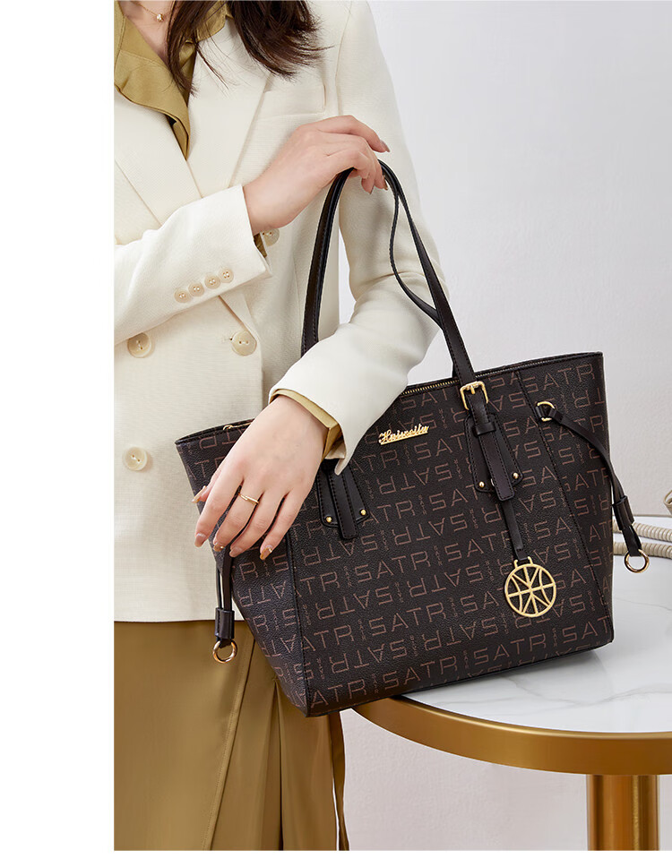 皓顿hautton唯品定制新款经典印花大容量托特包女手提包单肩包女包深