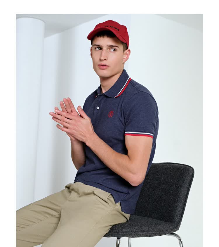 堡狮龙bossini新款男装皇冠刺绣快干翻领短袖polo衫男士春夏polo衫990