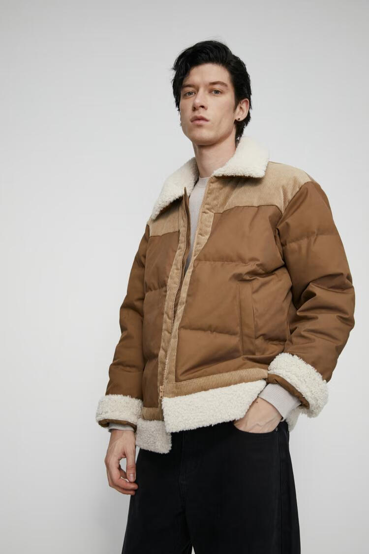 urban revivo ur时尚翻领休闲复古羽绒服外套ml46r1kn2002 深卡其 xl