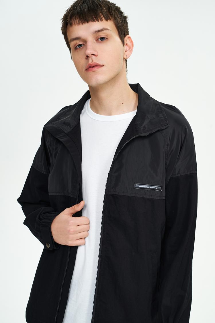 urbanrevivour男装休闲翻领牛仔短外套mv04sbye2000夹克正黑m