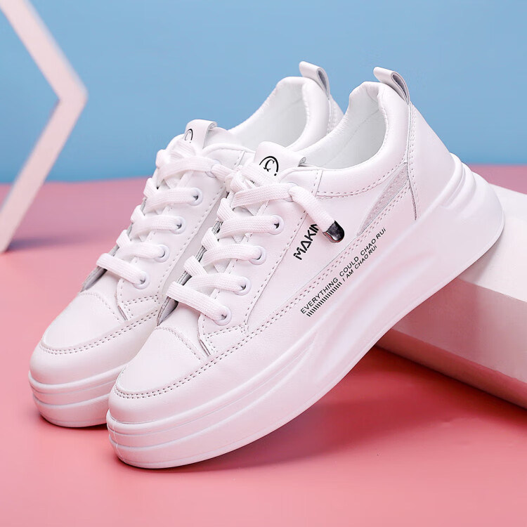 犸凯奴makino小白鞋女款秋季新品运动鞋女士轻便休闲鞋白色35