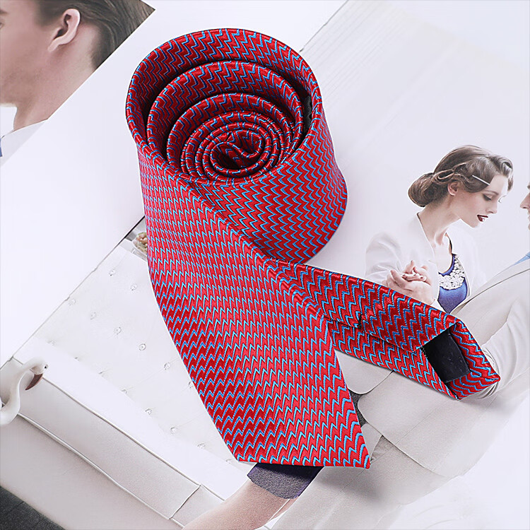 莱恩雷迪lienridy绅士大牌气质花纹商务休闲百搭男士领带红色均码