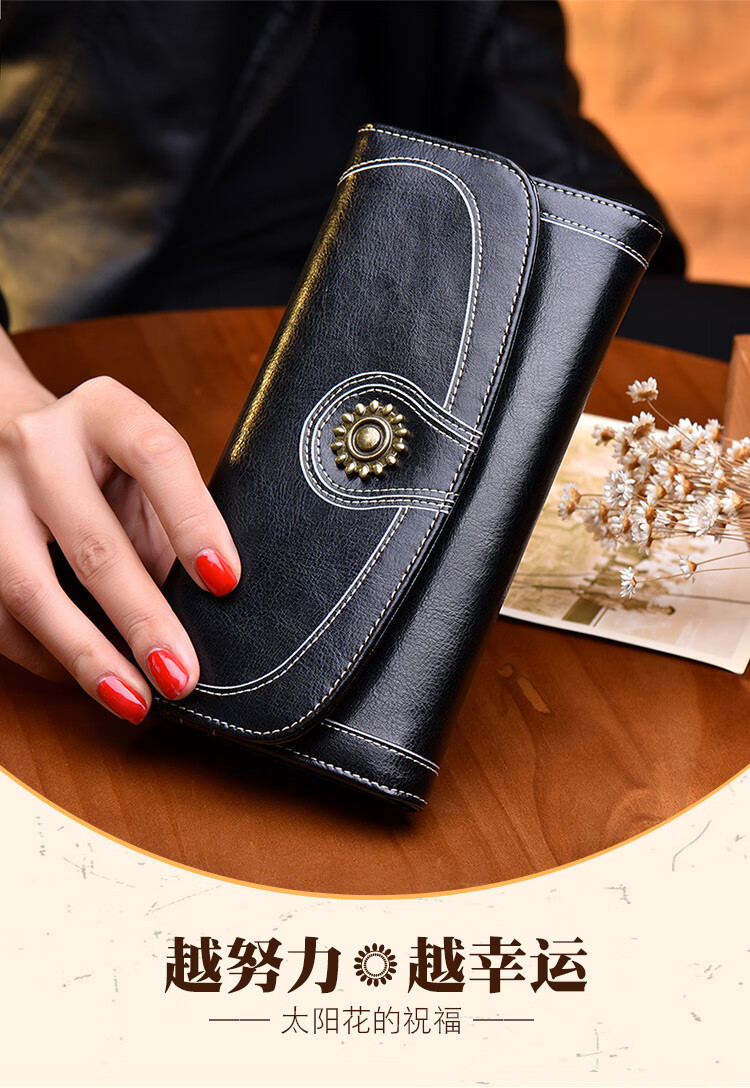 纳兰杜nalandu牛皮钱包多卡位新款大容量长款钱包女多功能装手机手拿