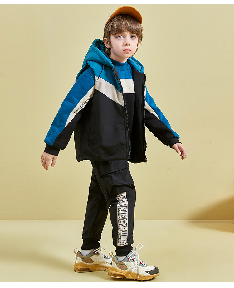 木木屋 童装男童秋冬装套装2020新款中大儿童男孩洋气加绒加厚三件套