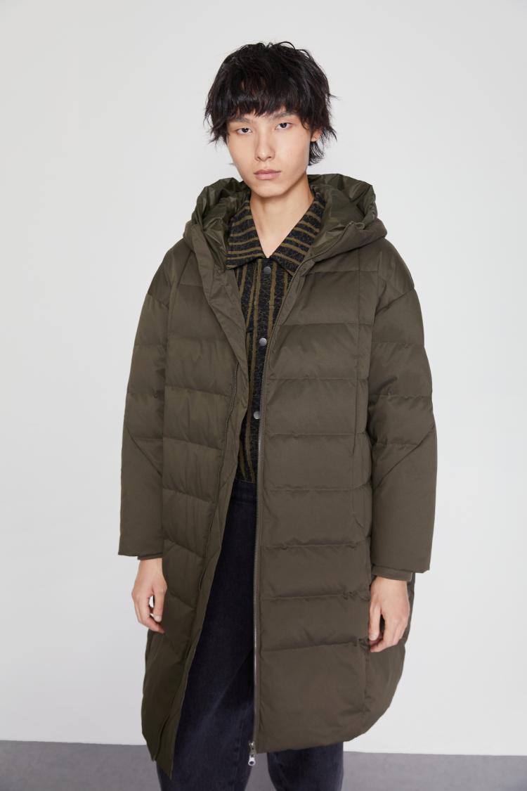 urban revivo ur男装落肩宽松h型秋冬羽绒服mv41r1kn2001 军绿 l