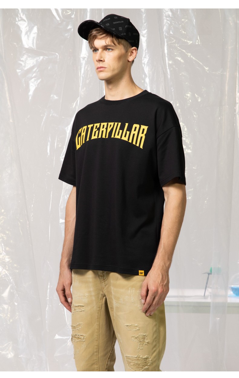 cat卡特2021新款男士短袖纯棉多色t恤宽松ck1tsqd1091黄色xl