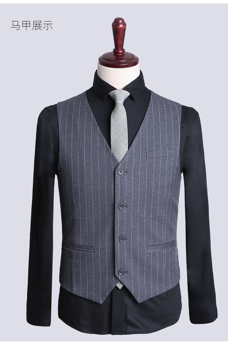 卡丹路cardanro 西服套装男士结婚礼服主持人司仪商务修身条纹出差