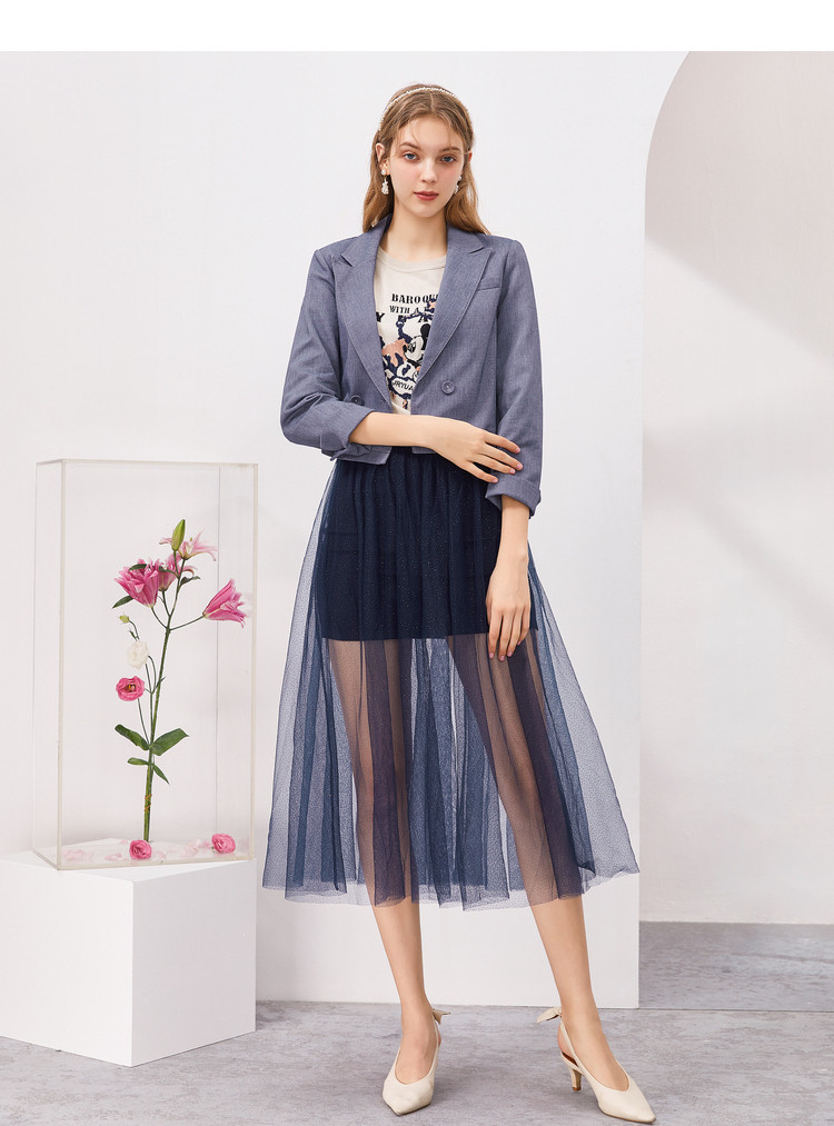 佳人苑jry 2021【春装新品】简约气质纯色翻领女式小西装外套短夹克