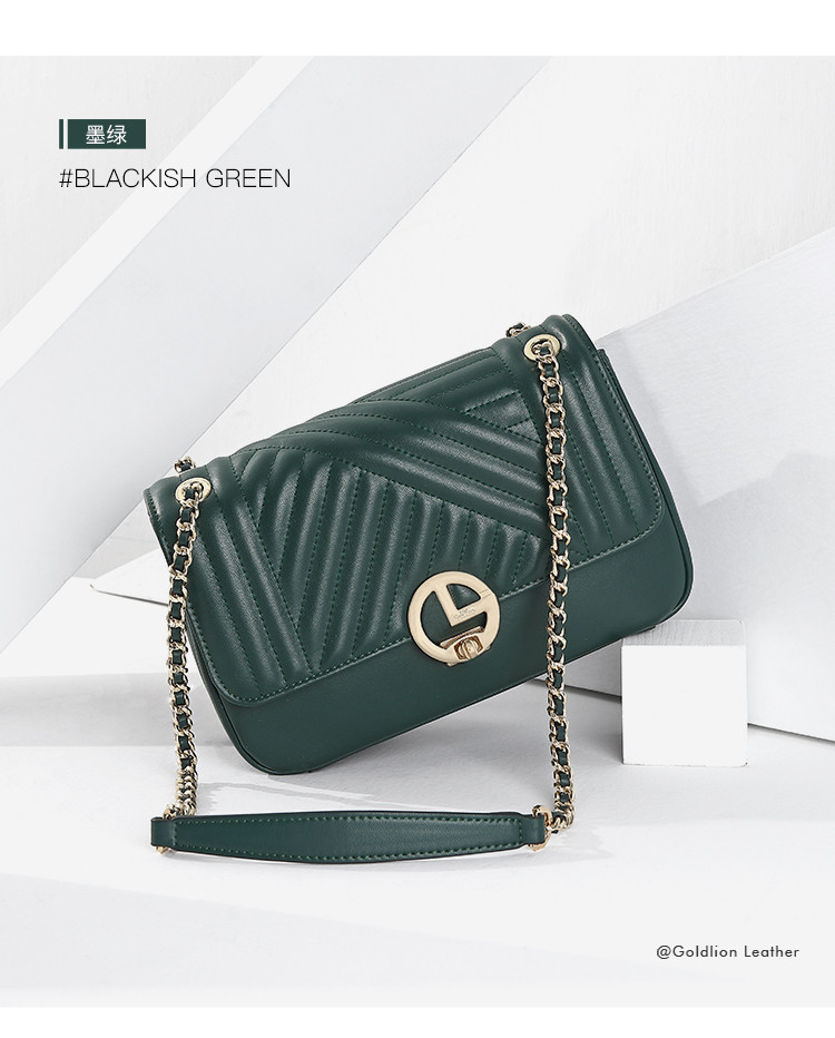 金利来goldlion 经典菱纹小香风女斜挎包优雅女单肩包女包 红色-升级