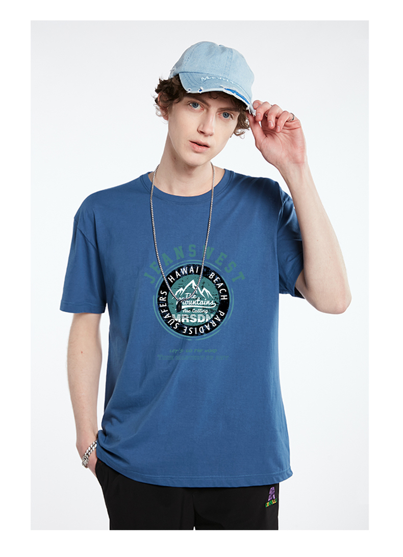 真维斯青年短袖t恤男春秋季潮流百搭打底纯棉体恤男士大码休闲半袖灰