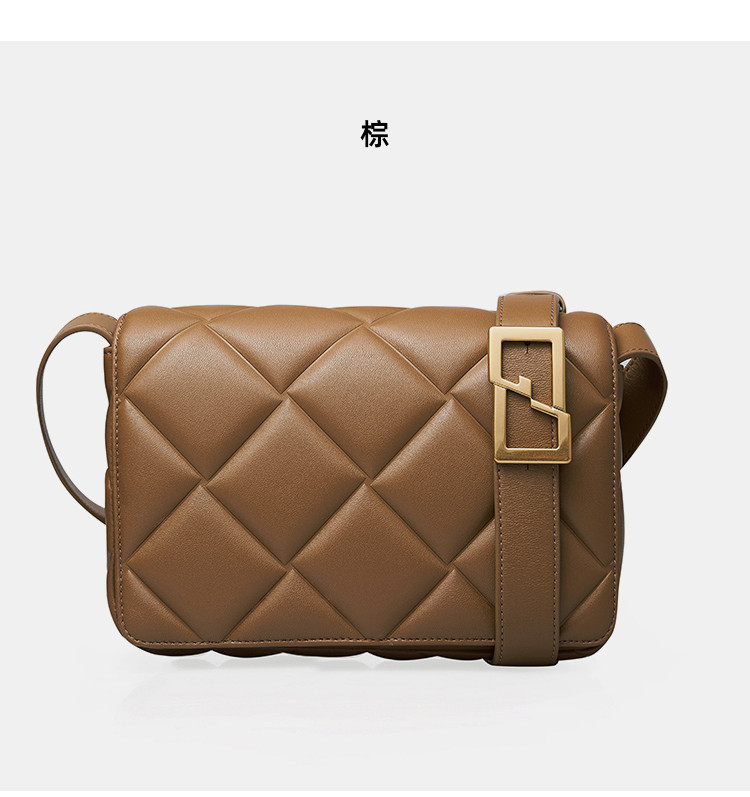 哥弟girdear女包2022春季新款菱格泡棉压线羊皮可调节单肩斜挎包女士
