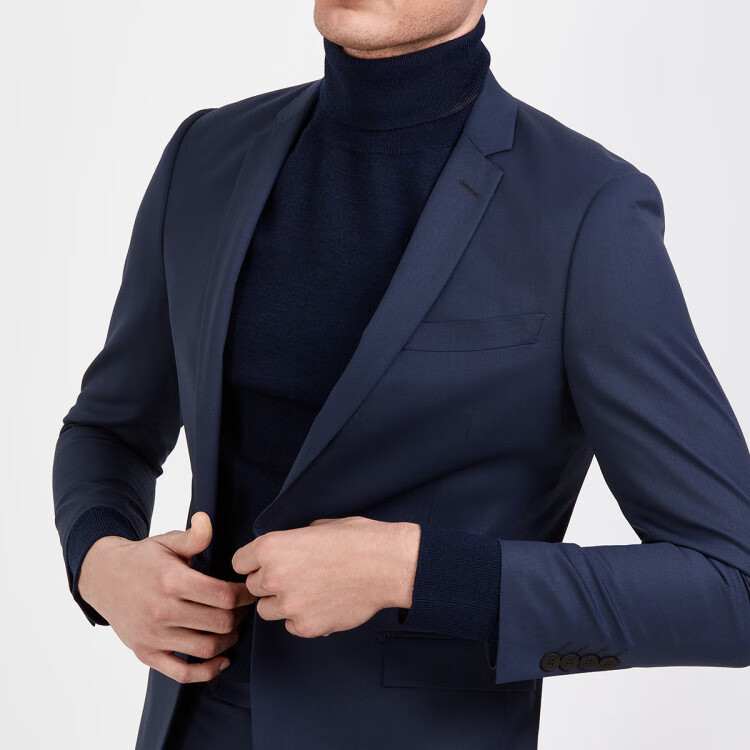 金利来goldlion 男装 羊毛混纺舒适保暖修身浅灰男士西装外套西服