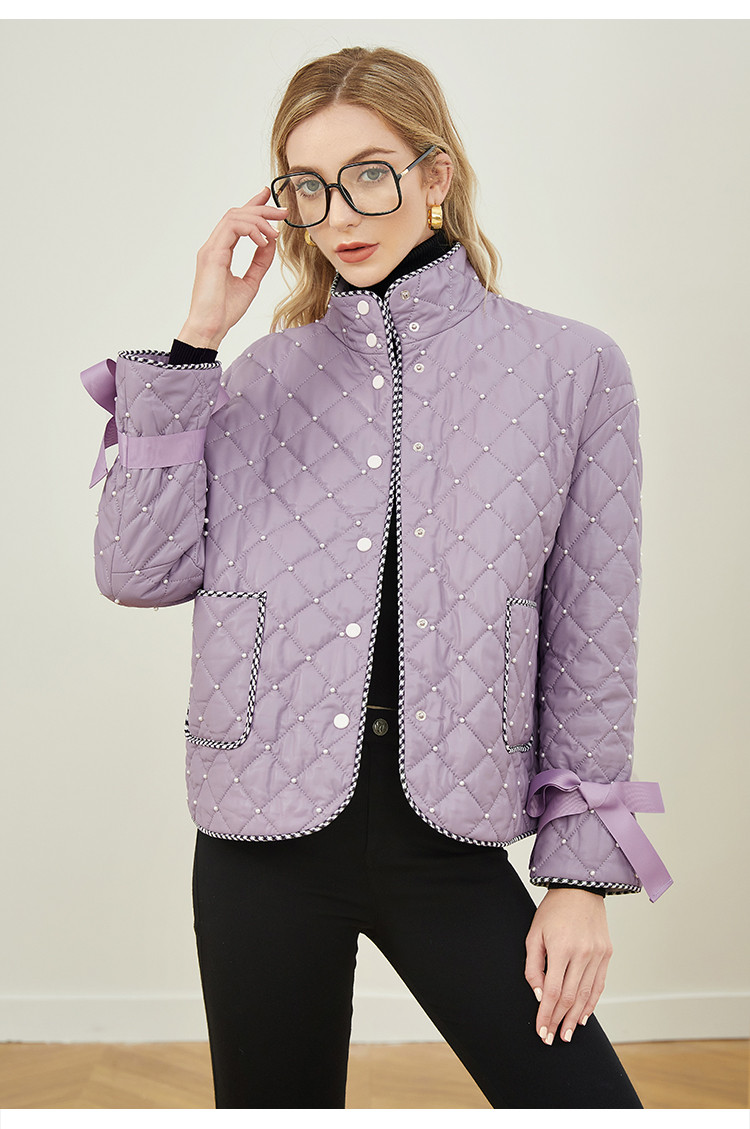 雪豹 优雅个性立领绵羊皮真皮棉皮衣真皮皮衣 紫色 40