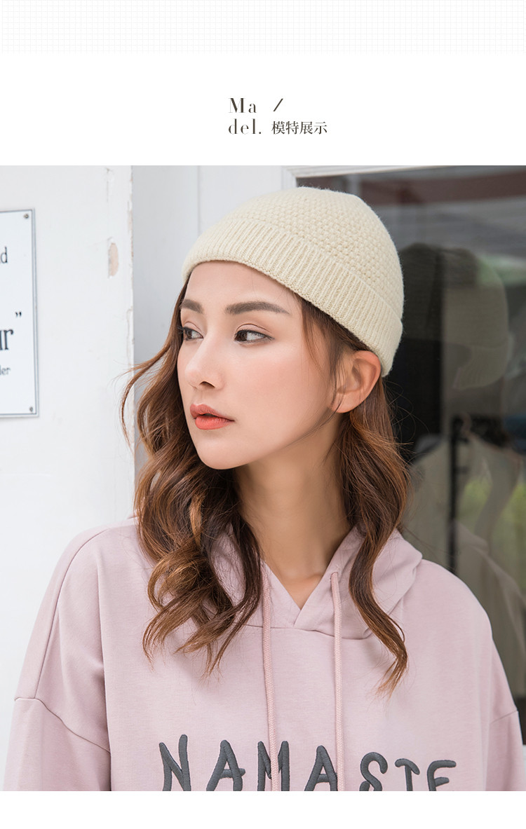 宏达hondar男女同款网红潮派雅痞卷边针织瓜皮帽中性保暖时尚嘻哈毛线