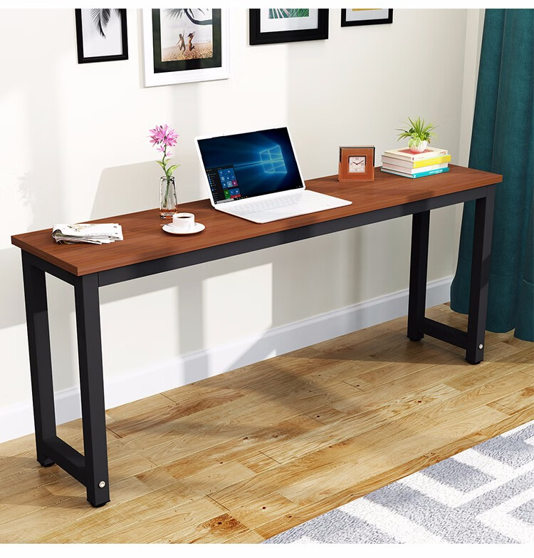 帕丽可 钢木书桌简约电脑桌长条置物桌 黑色桌面 黑架 160*60*75