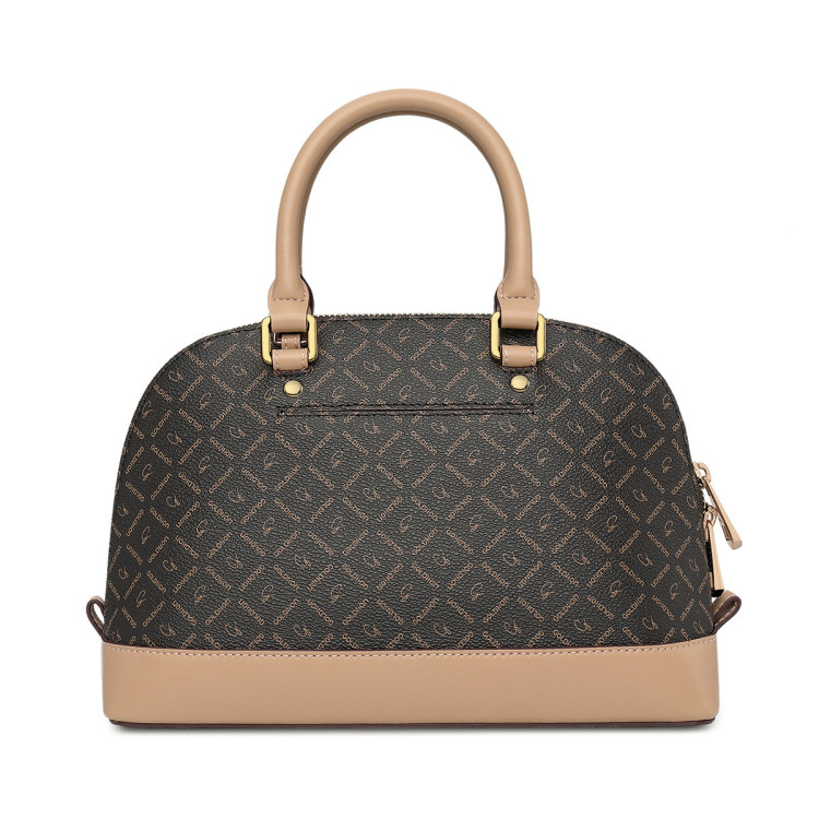 金利来goldlion女包手提包单肩包菱形印花女士斜挎包优雅贝壳包黑色