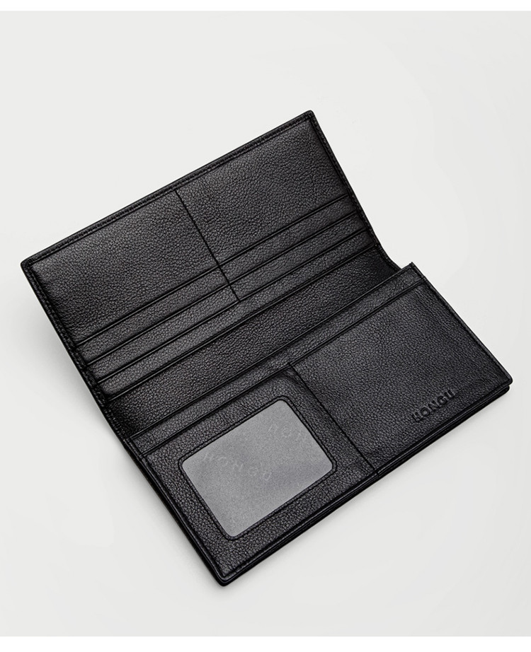 红谷hongu 【儒雅真皮西装包】优质平纹头层牛皮男士钱包男长款 漆黑