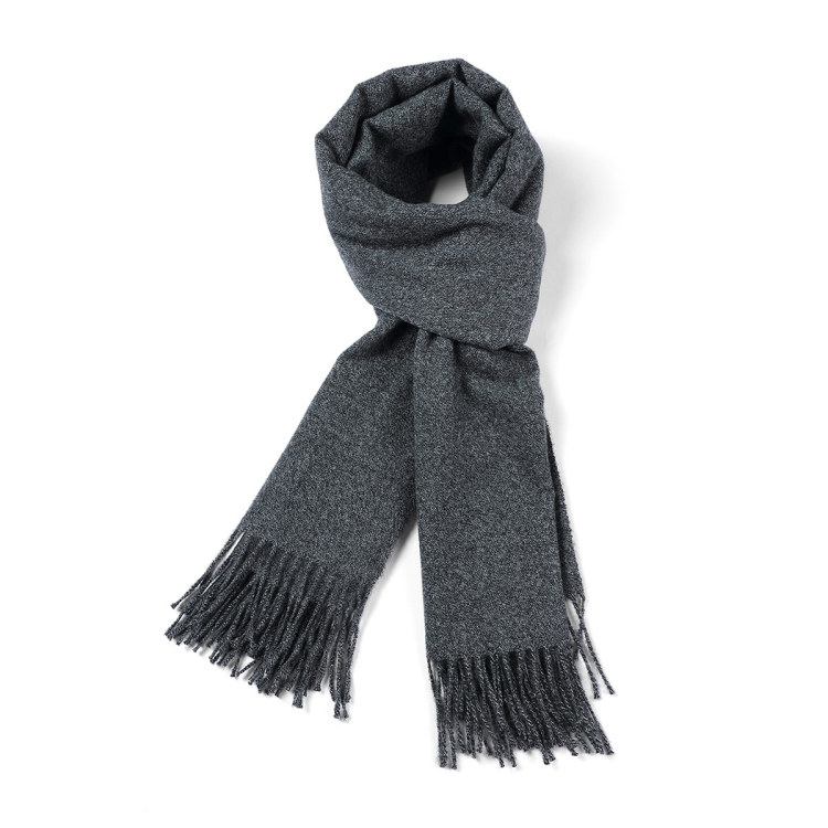 秋冬新款简约围脖围巾披肩纯色休闲百搭小流苏围巾户外配饰 藏灰色