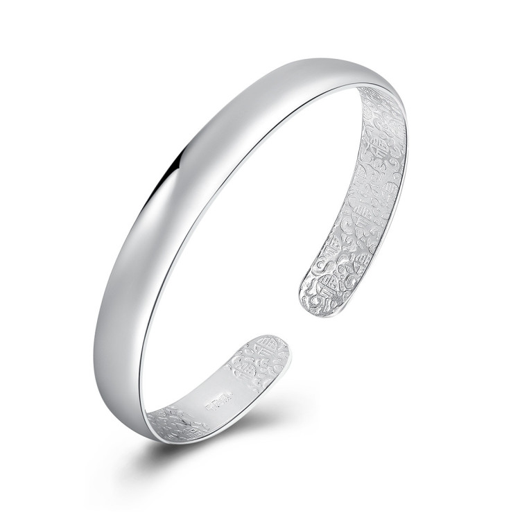 艾夫斯itisf4 999足银手镯女开口光面心经百福贵妃镯银镯子长辈礼物
