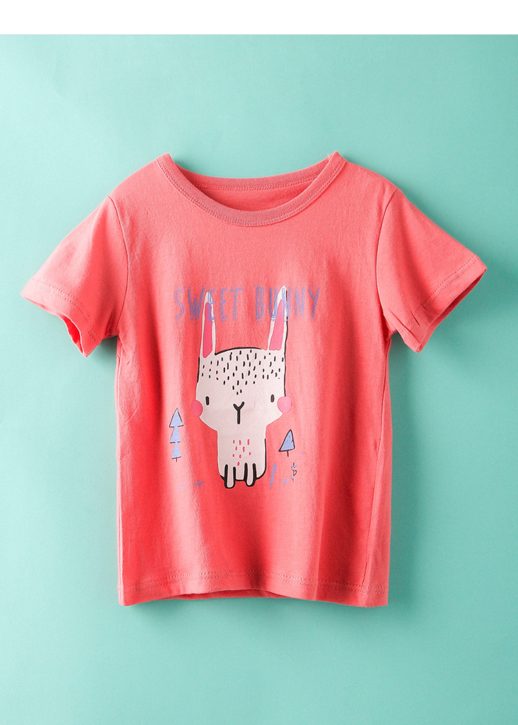 十月妈咪octmami 儿童t恤夏款纯棉短袖可爱卡通上衣男女童外出服 蓝