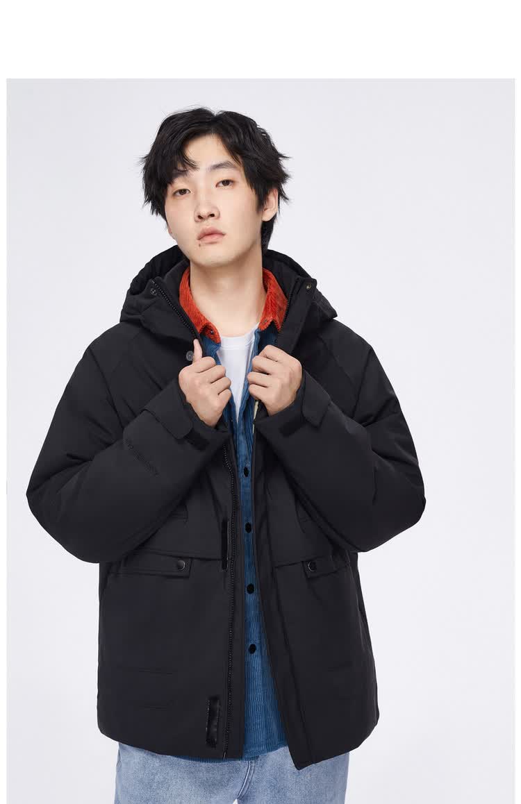 卡宾cabbeen 2021年秋冬男款羽绒服男式羽绒服宽松机能口袋连帽羽绒服
