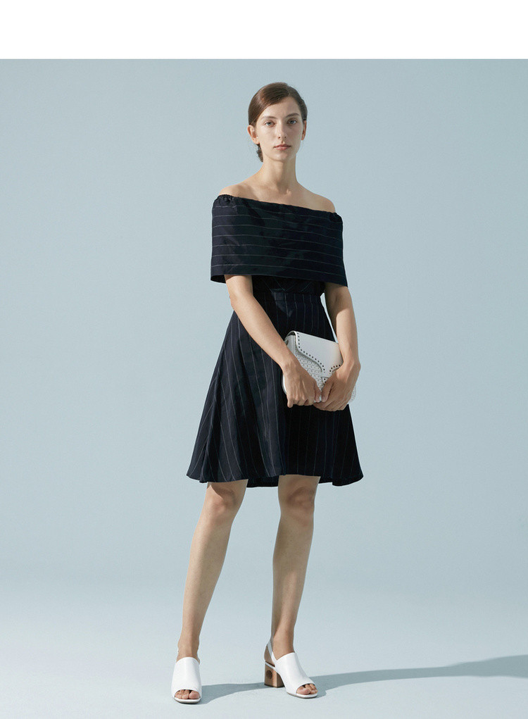 玛丝菲尔marisfrolg /条纹设计高腰半身裙 条纹 m