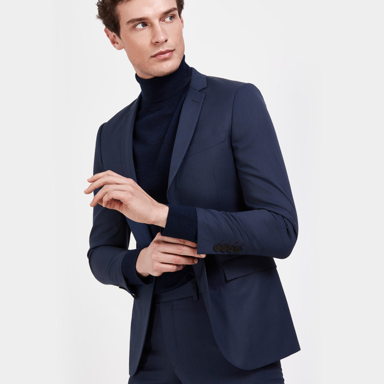 金利来goldlion 男装 羊毛混纺舒适保暖修身浅灰男士西装外套西服