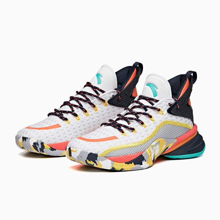 安踏anta ufo天体2代篮球鞋男鞋实战高帮运动鞋男 荧光电光粉/安踏白