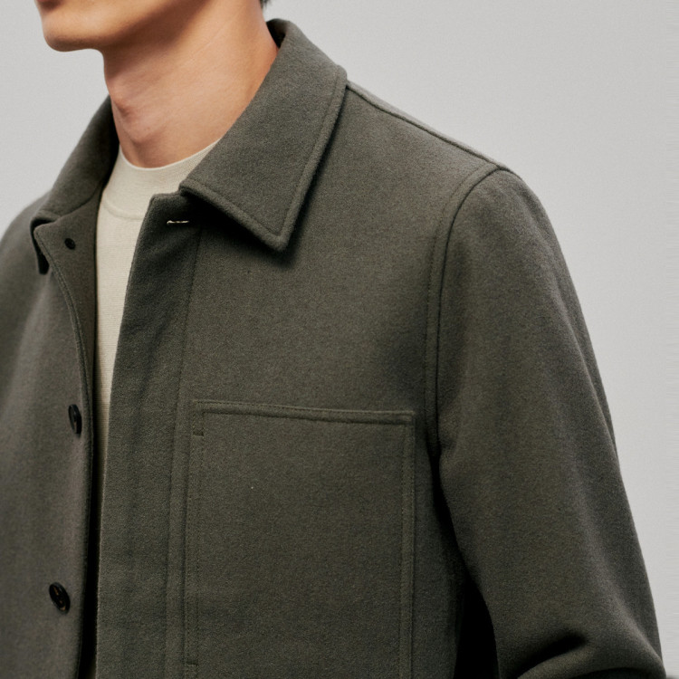 棉先生 【早春爆款推荐】短款毛呢夹克男士商务休闲羊毛外套男式夹克