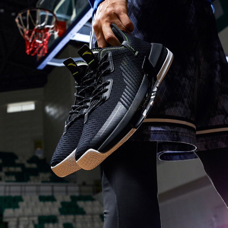 安踏anta 激光篮球鞋男运动鞋低帮实战球鞋 黑/宫蓝色/安踏白7 42