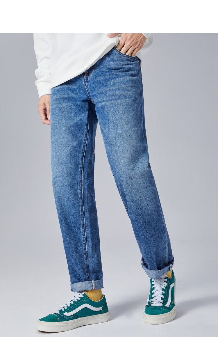 卡宾cabbeen 2021年春秋男款牛仔裤男式牛仔裤合体中低腰版型直筒裤