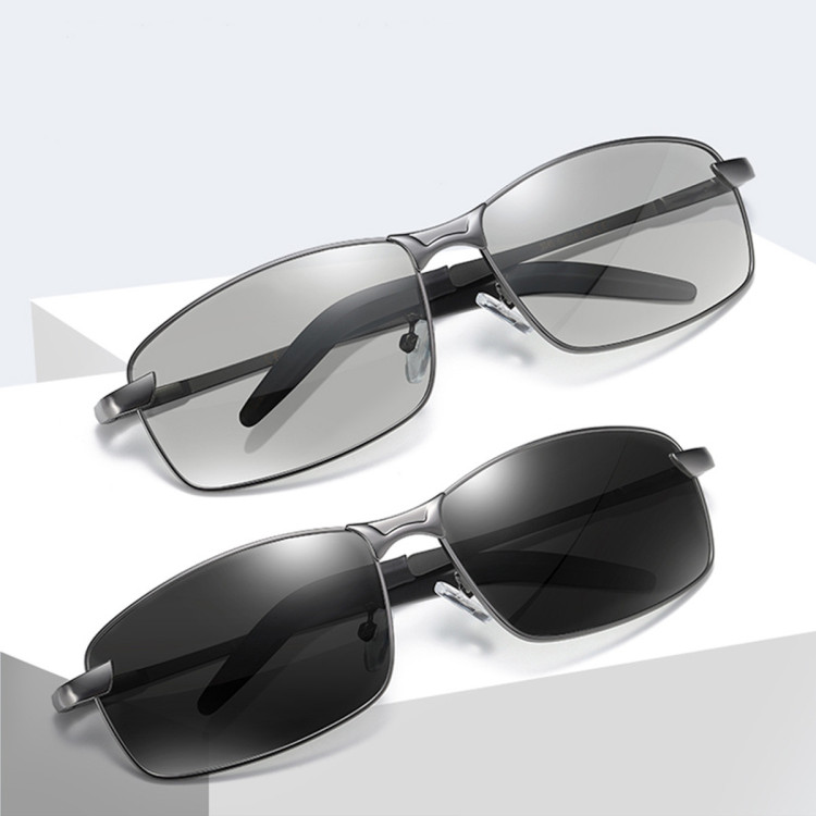 浪莎 夏季变色太阳镜男款方框驾驶墨防紫外线眼镜日夜两用眼镜户外