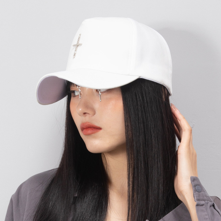 马克华菲fairwhale 帽子女时尚防晒棒球帽十字休闲百搭遮阳帽子女毛线