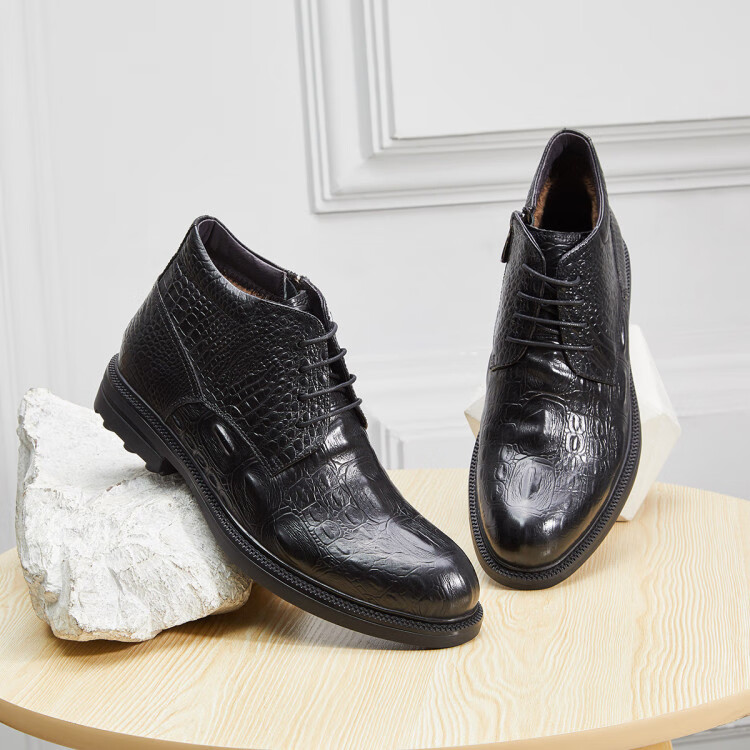 凯撒大帝caesar 【头层牛皮】新款鳄鱼纹男士商务皮鞋男士皮鞋高帮加