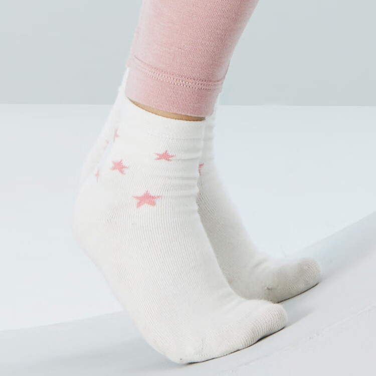 aimer kids 【3件包】爱慕儿童女童女孩童袜宝宝袜子三件包棉袜 粉白