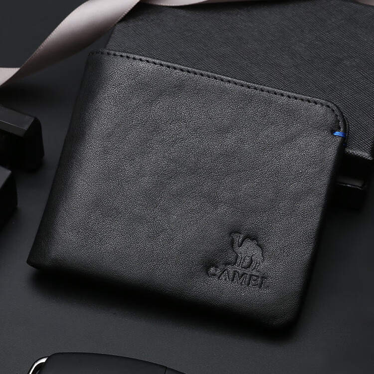 骆驼camel 2020新款真皮男士钱包休闲钱夹简约男款薄皮夹短款钱包男