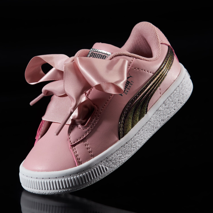 彪马puma basket heart 中性小童丝带结运动休闲鞋板鞋运动鞋 新婚粉
