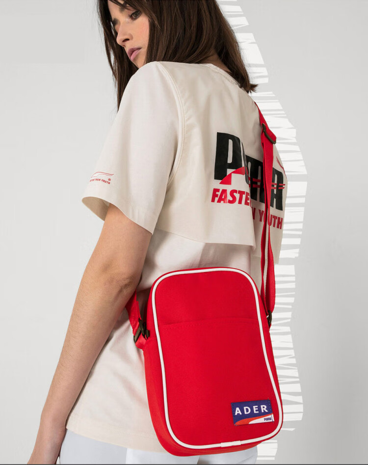彪马puma ader error联名款 黑标 中性款运动单肩包斜挎包 红色 均码