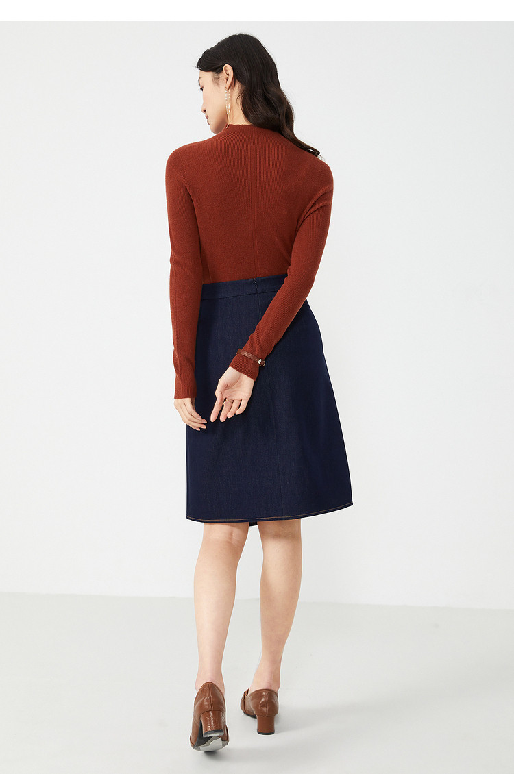 音儿yiner 女装2020冬季新款时尚半高领纯羊毛针织衫套头 黄色 s