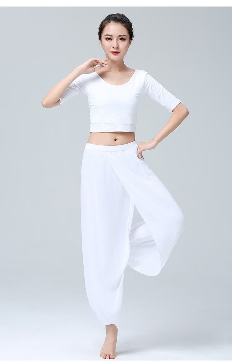 新款瑜伽服套装女士夏时尚莫代尔雪纺健身服宽松女肚皮瑜服伽舞蹈服