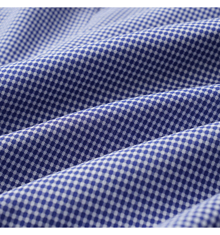 dikeni carsyda品牌夏季纯棉翻领格纹时尚休闲男士短袖衬衫 蓝白格 40