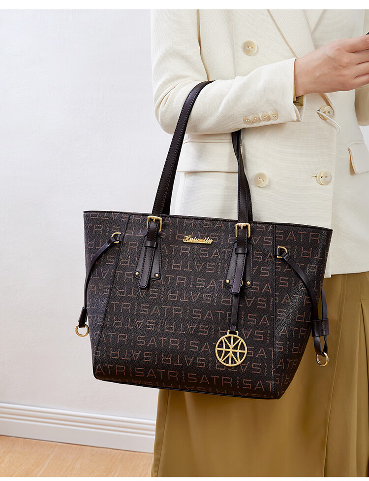 皓顿hautton唯品定制新款经典印花大容量托特包女手提包单肩包女包深